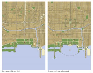 Historic Center Parks existing (L) & proposed ®